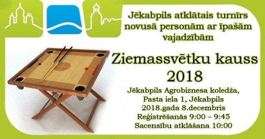 Rezultāti. Jēkabpils atklātais turnīrs personām ar īpašām vajadzībām.  08.12.18.